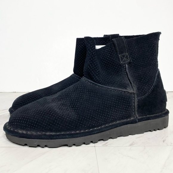 UGG Classic Unlined Perforated Black Mini Boot 9 - Picture 1 of 16